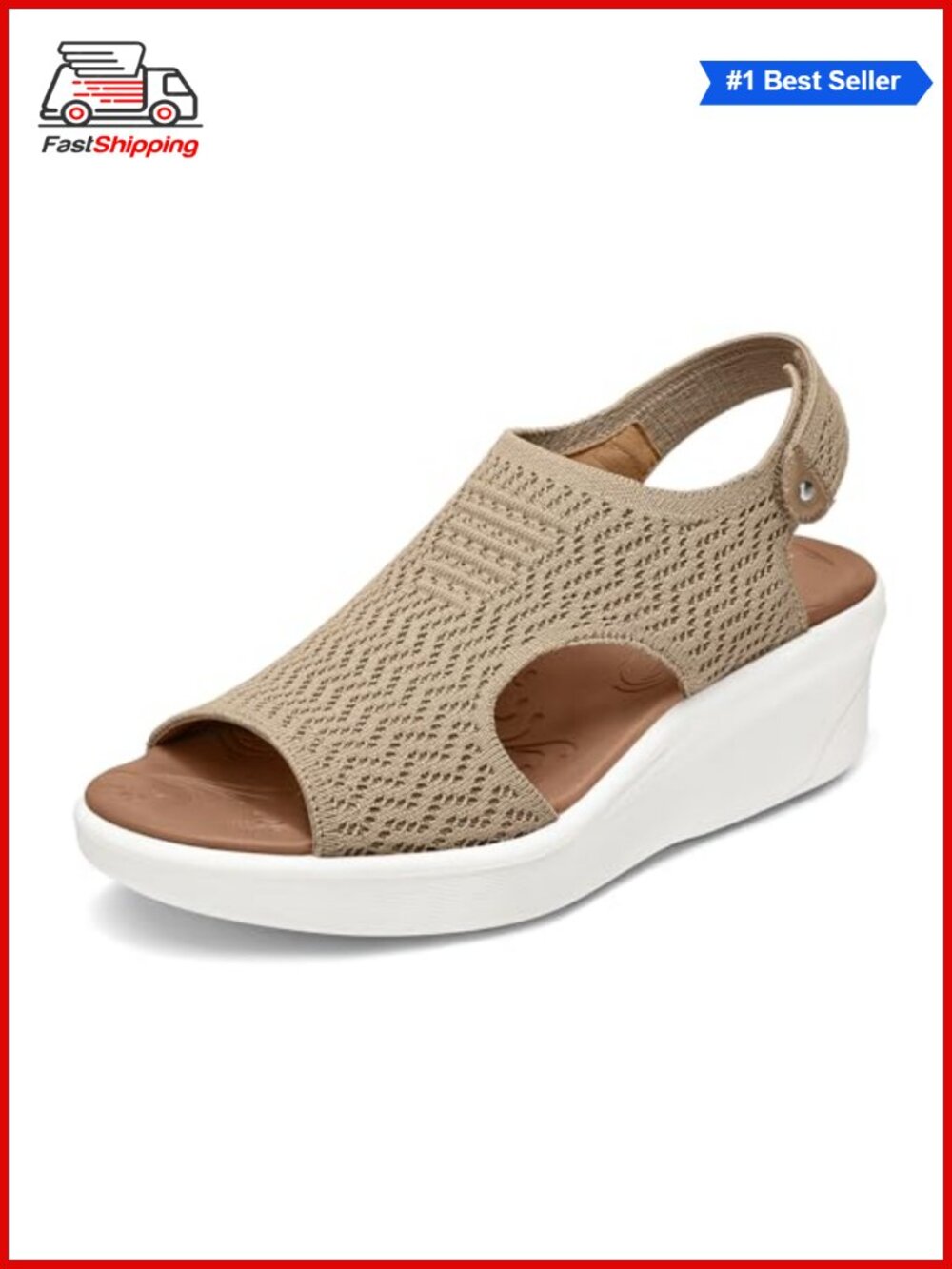 Lightweight EVA Wedge Walking Sandals Breathable Knit Arch Support